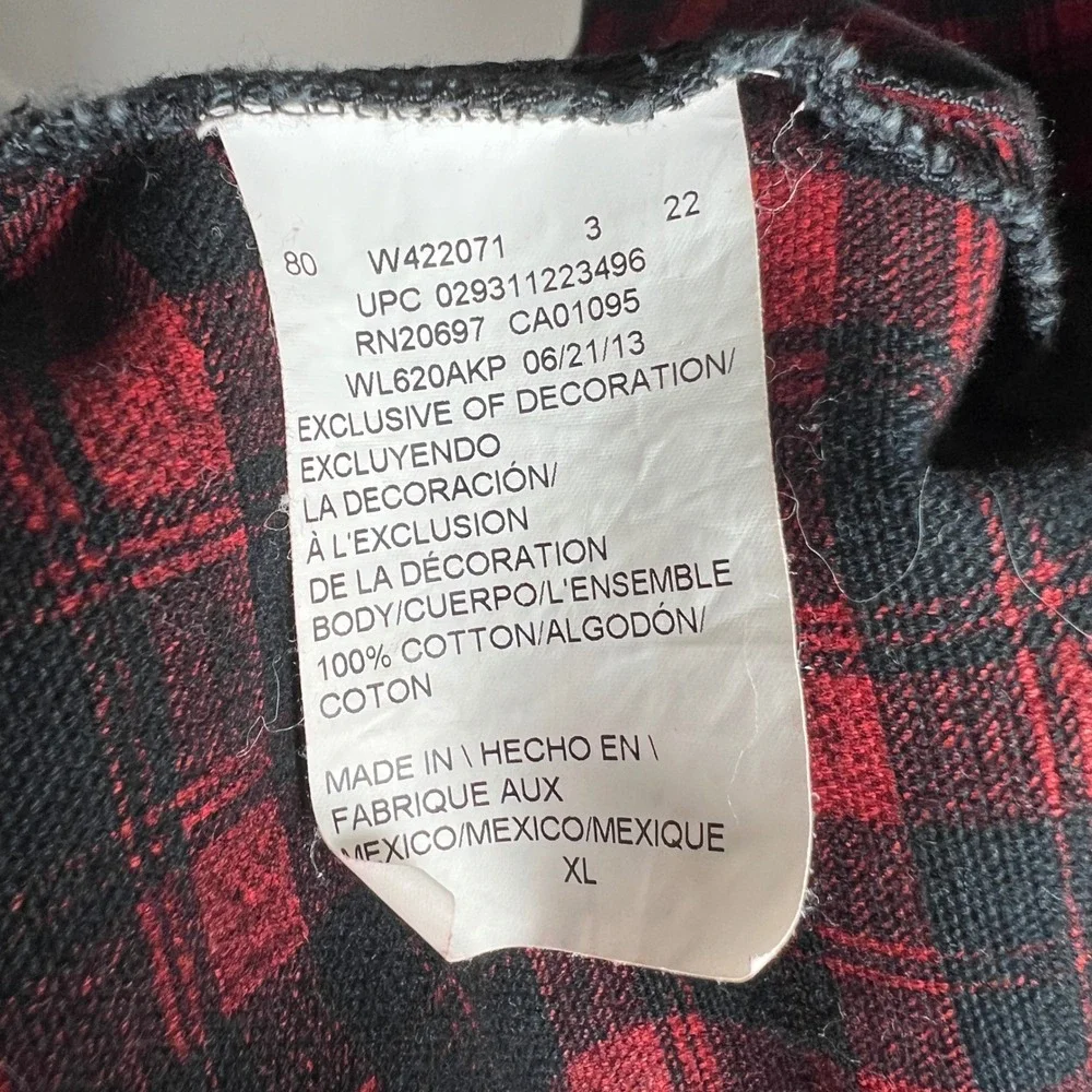 Dickies Flannel Lined Work Shirt XL Black Canvas Snap‎ Front Plaid Lined Jacket
